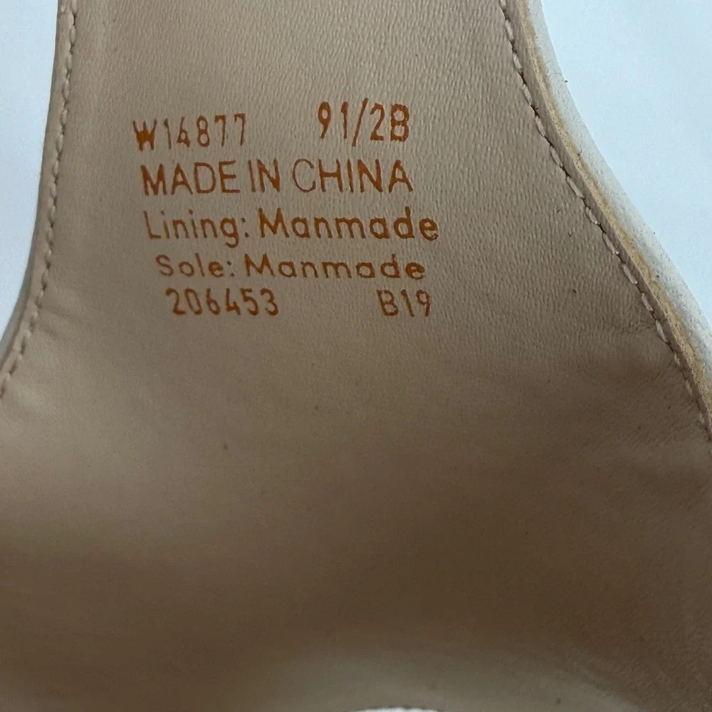 Cole Haan Maddie Ivory Leather T-Strap Woven Wedge Sandals W14877‎ Womens 9.5B